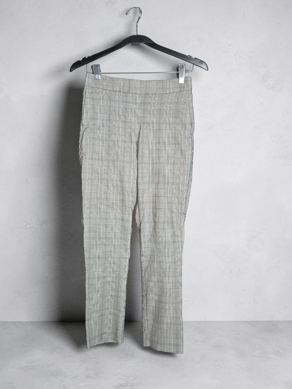 Hilary Radley Grey Plaid Straight-Leg Pants